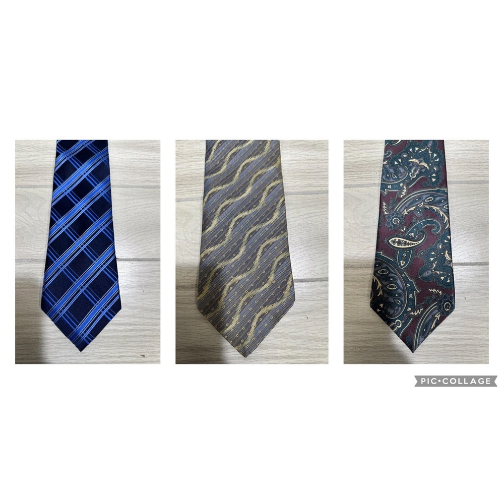 Neck Tie Custom Bundle (Set of 3) Various Patterns, Materials & Lengths - Set F‎
